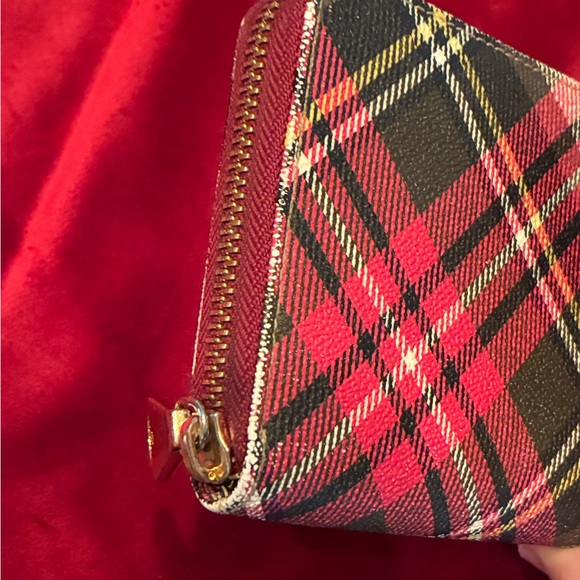 Vivienne Westwood Red Plaid Zip around wallet